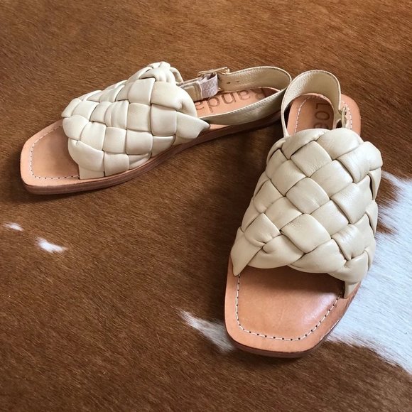 braided leather squaretoe sandals loeffler randal 5-6.5 - Picture 1 of 5